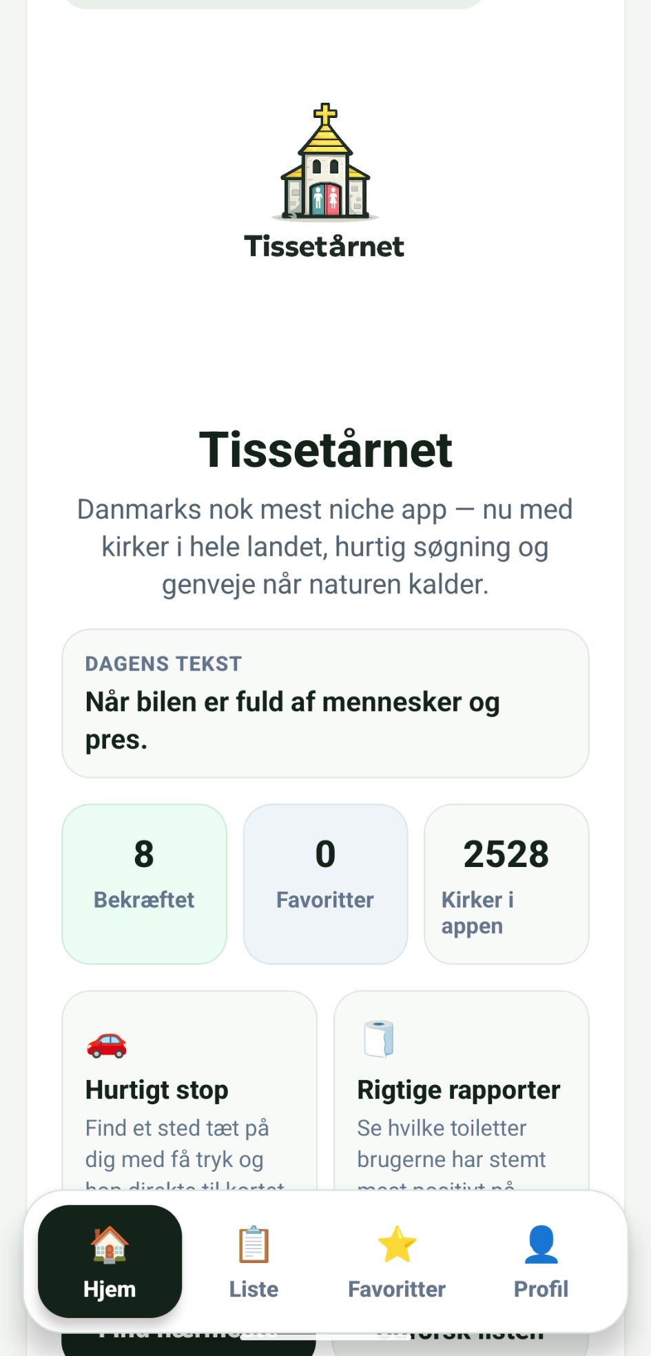 Tissetårnet Android-app med hurtig søgning efter kirker i Danmark