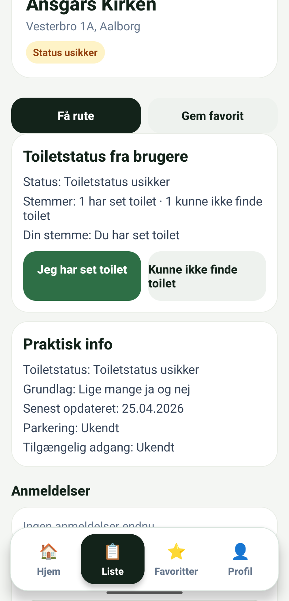 Tissetårnet viser toiletstatus fra brugernes stemmer ved kirker